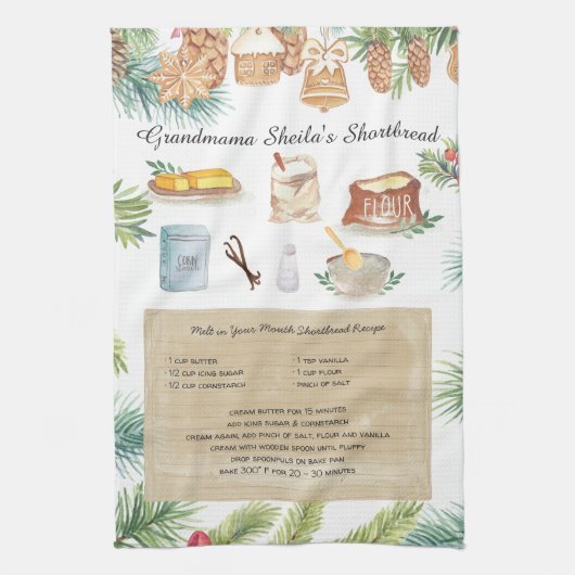 Theedoeken met recept voor Shortbread (Verticaal)