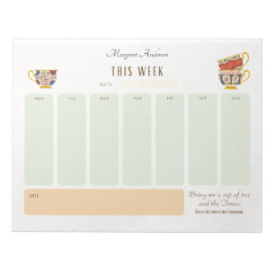 Theedrinker gepersonaliseerde Victoriaans stijlpla Notitieblok