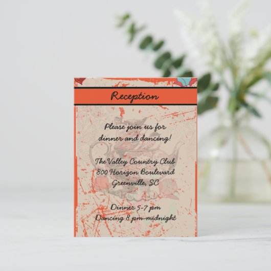 Theefantasie Grunge Ontvangstkaart Informatiekaartje (Staand voorkant)