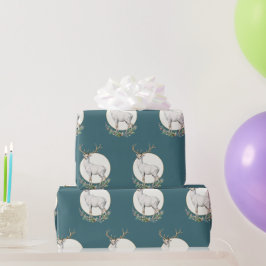 Theegroen bosland herten cadeauverpakkrol cadeaupapier