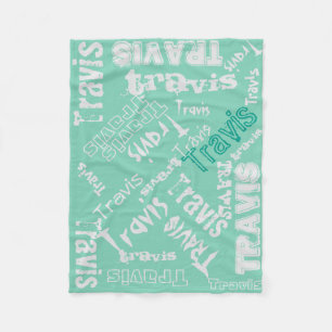 Theegroen en lichtgrijs dekbed Naam Collage Fleece Deken