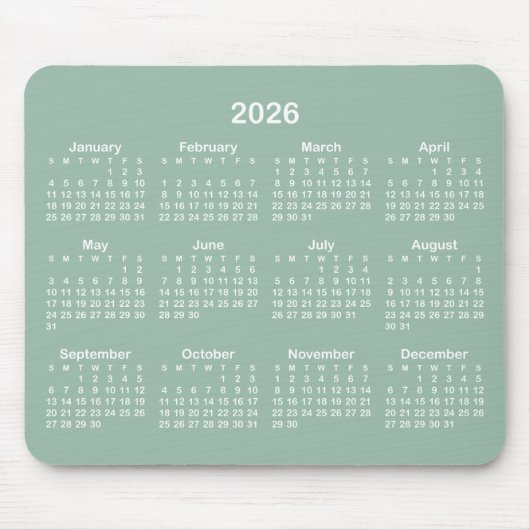 Theegroen en witte kalender muismat (Voorkant)