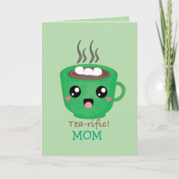 Theegroen mok met citaat Thee-tastisch Kaart