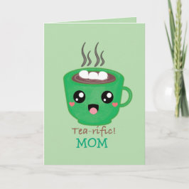 Theegroen mok met citaat Thee-tastisch Kaart
