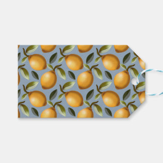 Theehanddoek met citroenpatroon Mediterrane citrus Cadeaulabel