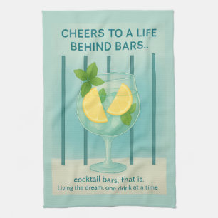 Theehanddoek met gin & tonic Eendenei-blauwe keu Theedoek