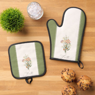 Theehanddoeken met wilde bloemen geloof & liefde ovenwant & pannenlap set