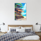 Theehuis met Zeezicht Lantaarn Canvas Afdruk (Insitu (Slaapkamer))