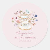 Theehuis Roze Blosfeest Ronde Sticker (Voorkant)