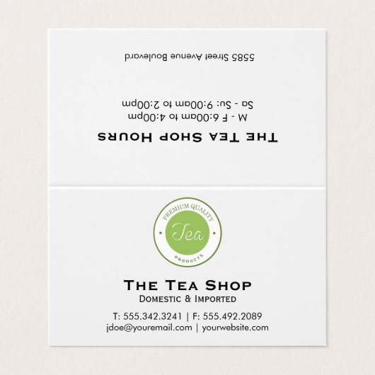 theehuis visitekaartje (Buitenkant ongevouwen)