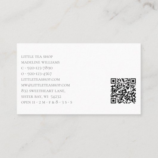 theehuis visitekaartje (Achterkant)