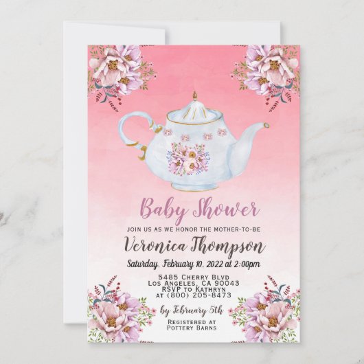 Theehuisje Baby Shower Uitnodiging (Voorkant)