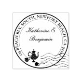 Theehuwelijk Bruiloft Ronde Retouradres Rubberstempel (Afrduk)