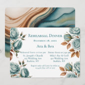 Theehybride Roses En Bronzen Bladeren Proefbruilof Kaart (Voorkant / Achterkant)
