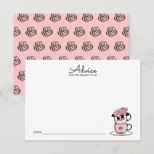Theekaart & Bloemen Baby Shower Advieskaart Voor M Kaart (Voorkant / Achterkant)