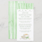 Theekaart groene baby shower menu kaarten (Voorkant / Achterkant)