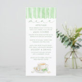 Theekaart groene baby shower menu kaarten (Staand voorkant)