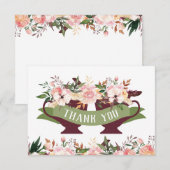 Theekaart met bloemen bedanken bedankkaart (Voorkant / Achterkant)