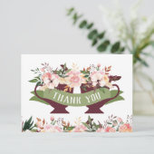 Theekaart met bloemen bedankkaart (Staand voorkant)