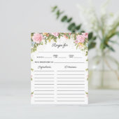 Theekaart met bloemendesign voor recept (Staand voorkant)