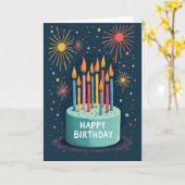 Theekaart met turquoise cake viering kaart (Gele Bloem)