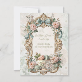 Theekaart voor Bloemige Theepartij Sweet 16 RSVP Kaartje