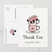 Theekaartje & Bloemen Baby Shower Bedankkaart Briefkaart (Voorkant / Achterkant)