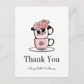 Theekaartje & Bloemen Baby Shower Bedankkaart Briefkaart (Voorkant)