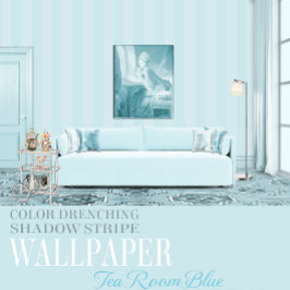 Theekamer Blauw Zes Inch Schaduw Streep Behang