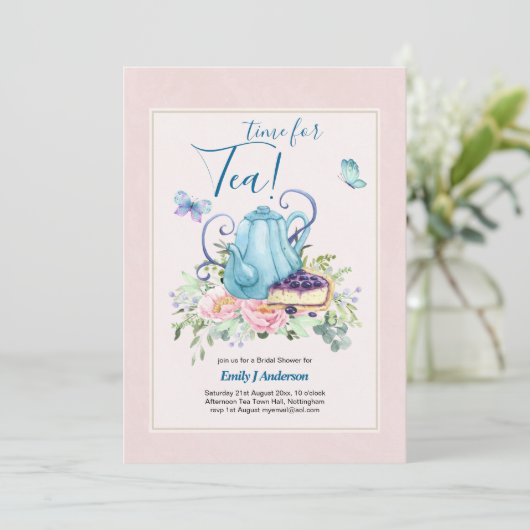 Theekan Bruiloft Feest Theetijd Afternoon Tea Uitn Kaart (Staand voorkant)