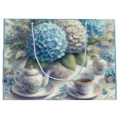 Theekan en blauwe hortensia cadeautas (Achterkant)