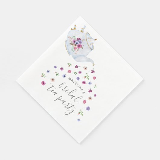 Theekan Florale Bruilofts Theepartij Uitnodiging Servet (Hoek)