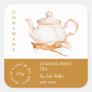 Theekan Ginseng Wortel Thee Label