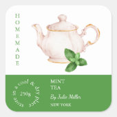 Theekan Mint Thee Label (Voorkant)