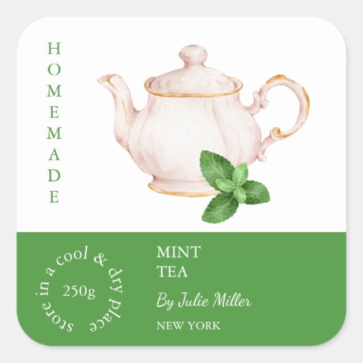 Theekan Mint Thee Label (Voorkant)