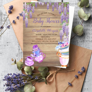 Theekan Theekop Blauweregen Hout Glitters Baby Sho Kaart