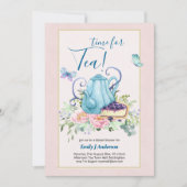 Theekanne Bruiloft Feest Theetijd Thee Uitnodiging (Voorkant)