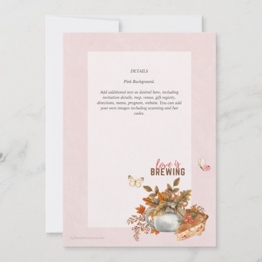 Theekanne Bruiloft Lunch Uitnodiging Adorable (Achterkant)