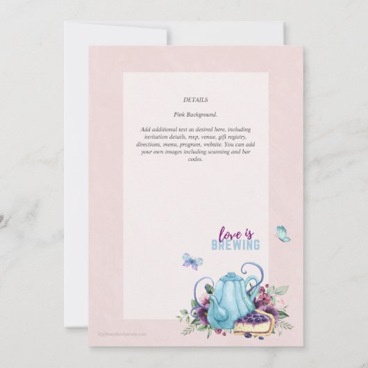 Theekanne Bruiloft Lunch Uitnodiging voor Vriendin (Achterkant)