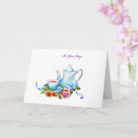 Theekanne met thee Moederdag Kaart (Orchidee)