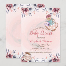Theekanne Theekop Bloem Theepartij Baby Shower Kaart