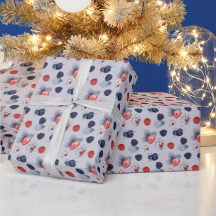 Theekannen, Kopjes, Kleurrijke Bessen Op Lichtpaar Cadeaupapier
