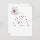 Theeketel Bloem Bruids Theepartij  Bedankkaart (Voorkant / Achterkant)