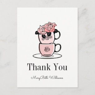 Theeketel & Bloemen Baby Shower Bedankkaart Briefkaart