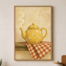 Theeketel waterverf cottagecore kunstposter ochten poster