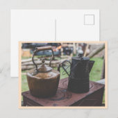  theeketels op oude kachel briefkaart (Voorkant / Achterkant)