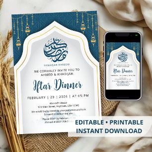 Theekleurige geometrische boog Ramadan Iftar uitno Kaart