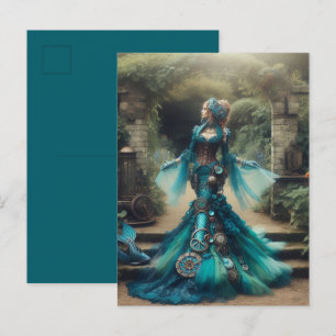 Theekleurige Zeemeermin Steampunk Antieke Victoria Briefkaart