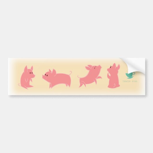 Theekop Biggetjes Bumpersticker (Voorkant)