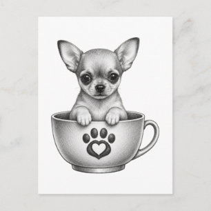 Theekop Chihuahua Puppy  Feestdagenkaart